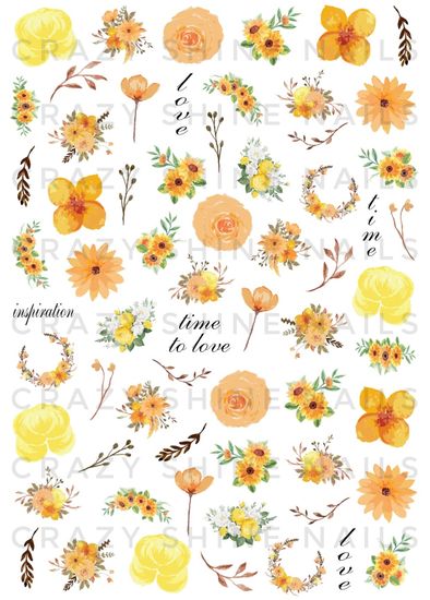 Слайдер-дизайн Crazy Shine Nails mini: Желтые цветы