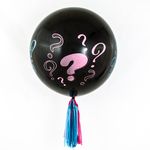 Шар (24"/60 см) Гендер Пати, Вопросы, Черный, пастель, 4 ст 1 шт.