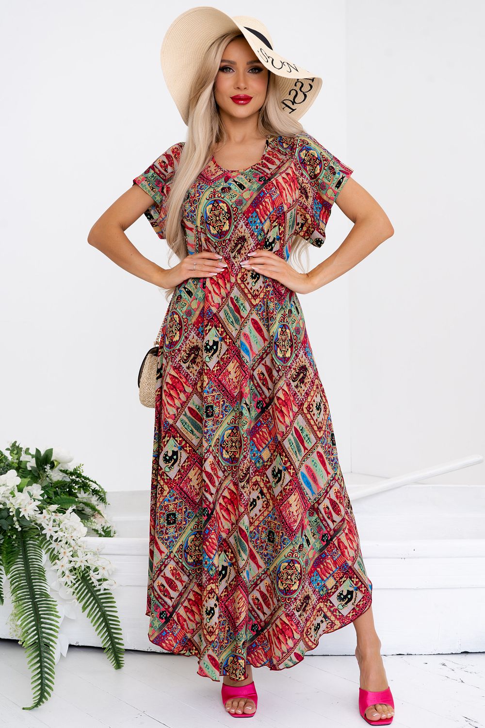 Платье Магия лета (марсала/абстрация) Р11-867/24 Nikol (Акция)