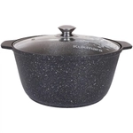 Кастрюля-жаровня 5л со стеклянной крышкой темный мрамор жмт52а