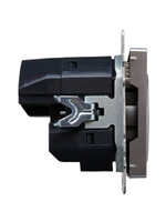BRITE Розетка 1-местная с заземлением с защитными шторками 16А с USB A+A 5В 2,1А РЮш10-1-БрС сталь IEK