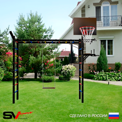 Уличная шведская стенка Sv Sport рукоход У5311К (Турник/Брусья/Деревянные/Щит баскет/Кронш бокс)