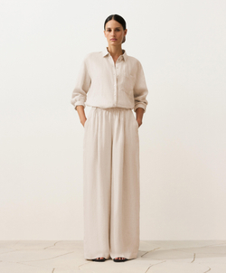 Oysho Рубашка свободного кроя из 100%-го льна, песочный меланж