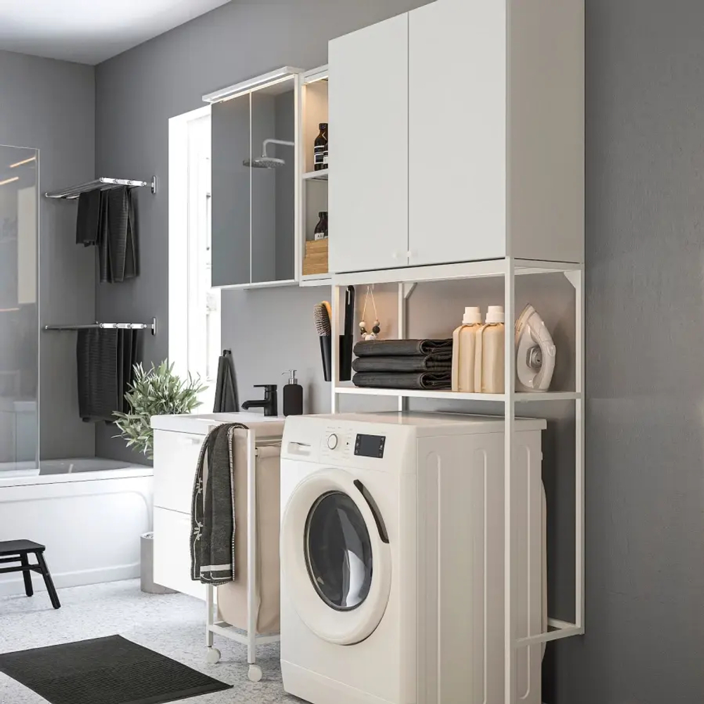 Комбинация для ванной - IKEA ENHET,  180x43x204 см, белый, ЭНХЕТ ИКЕА