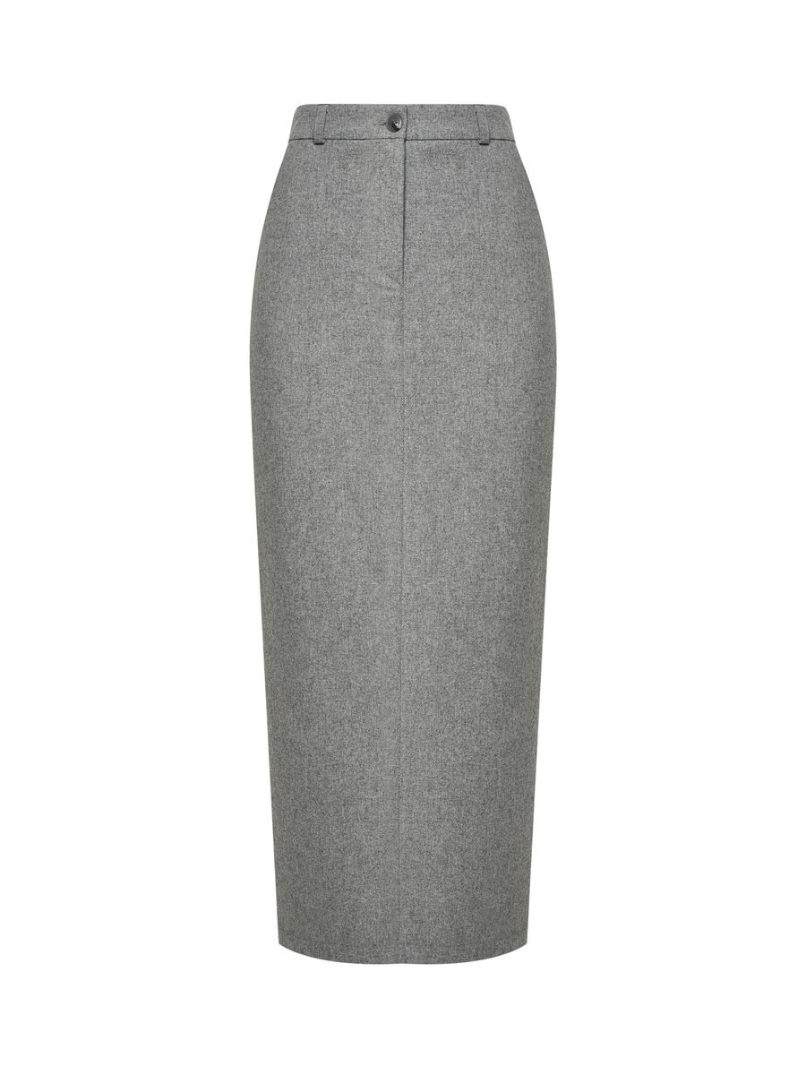 Юбка из шерсти макси светло-серая