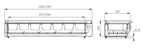Тепловая витрина Carboma IDO A40 SH 1,3 0430 с крышкой