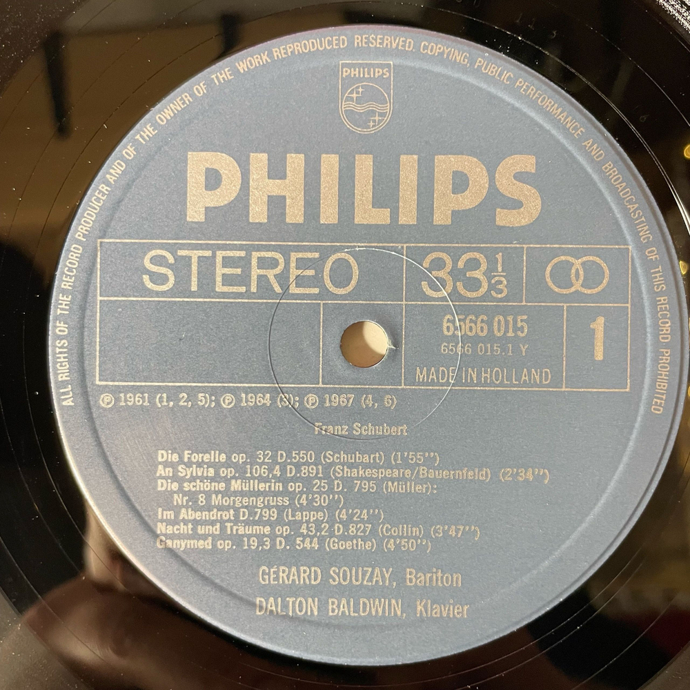 Винтажная виниловая пластинка LP Franz Schubert Франц Шуберт, Gerard Souzay, Dalton Baldwin, Der Lindenbaum Und Andere Lieder (Нидерланды 1977)