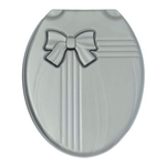 Крышка унитаза "КОМФОРТ ЛЮКС", серебристый перламутр / серебристый перламутр бант РП-811