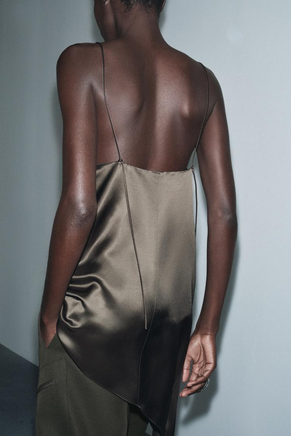 ZARA КОМБИНИРОВАННЫЙ АСИММЕТРИЧНЫЙ ТОП — ZW COLLECTION, ШОКОЛАДНЫЙ