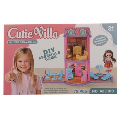 Дом для куклы с куклой и мебелью коробка ABL1012