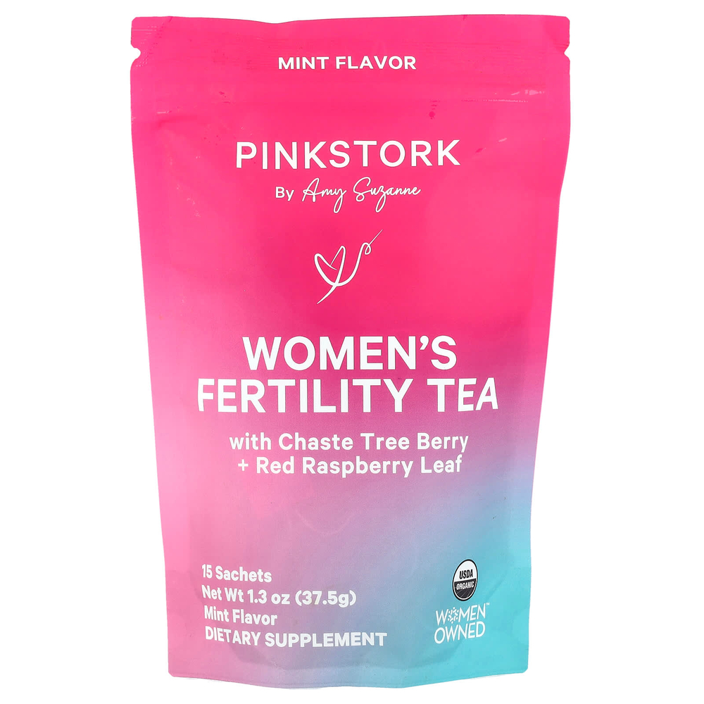 Pink Stork, Чай для женщин, очищающий от бесплодия, с мятой, 15 пакетиков, 37,5 г (1,3 унции)