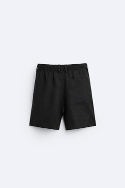 ZARA ШОРТЫ ИЗ 100% ЛЬНА, ЧЕРНЫЙ