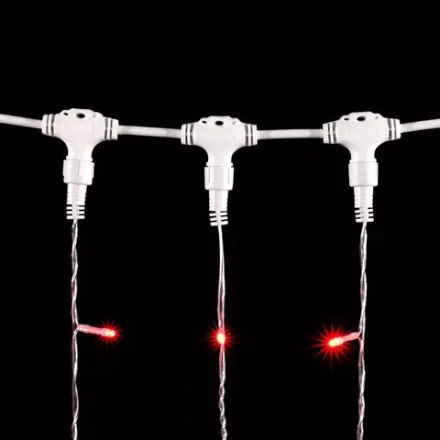 Светодиодный занавес 2*3 м., 600 красных LED ламп, мерцание, прозрачный провод ПВХ, LTC (PCL602BLW-10-2R)