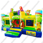 Надувной батут "Попугайчики" со скалодромом, 4.6x4.3x2.8 м