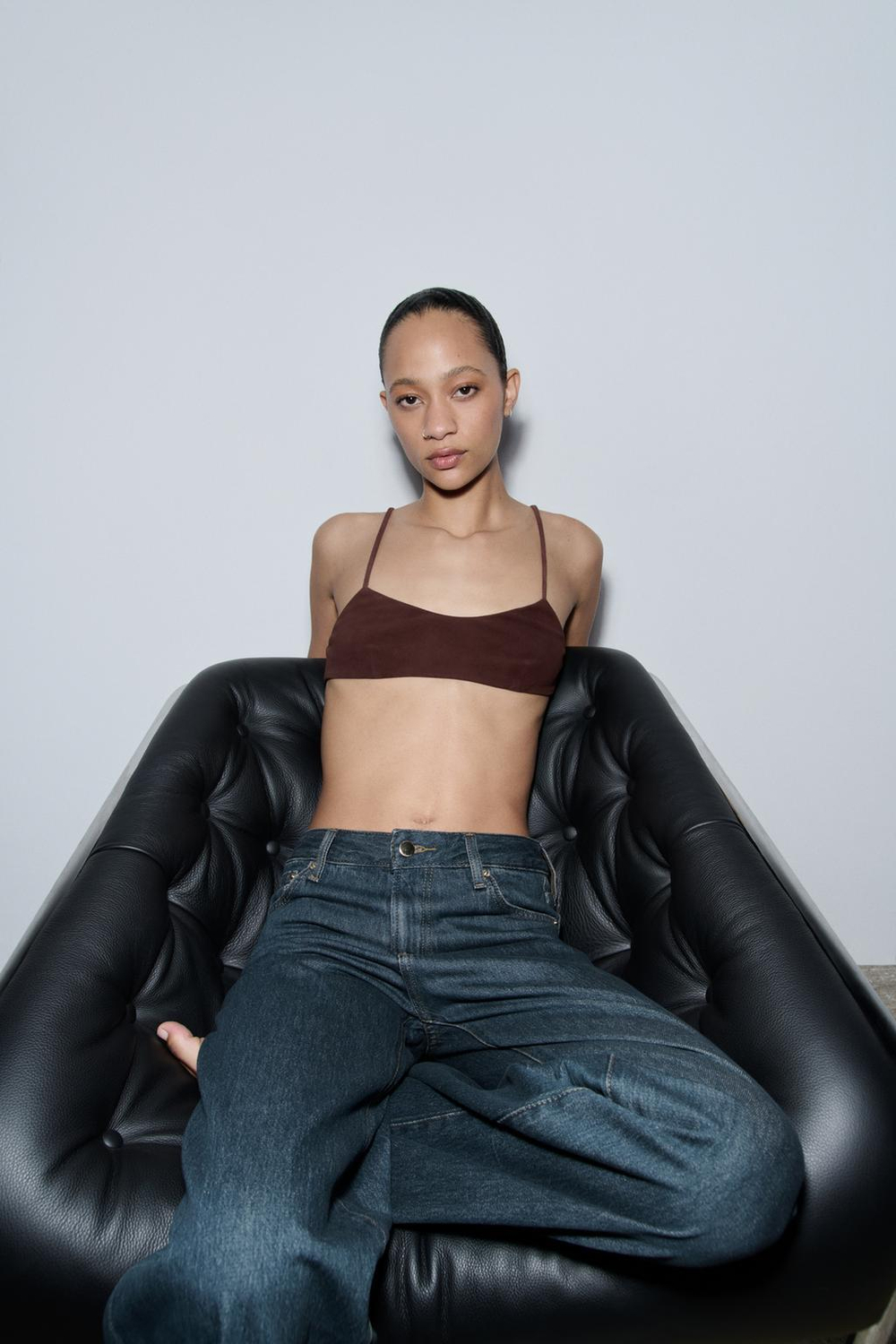 Джинсы wide leg со средней посадкой — zw collection