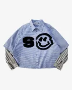 Рубашка SoWhat? Line укороченная голубая / белая / серая