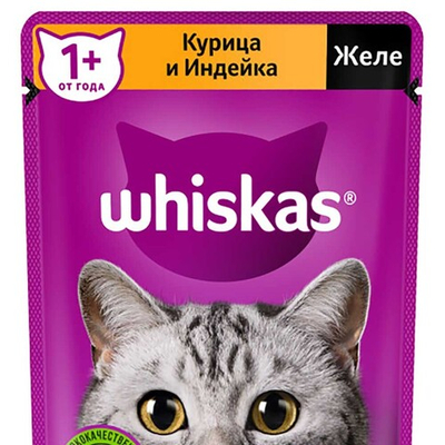 Whiskas 75 г желе курица/индейка - консервы (пауч) для кошек