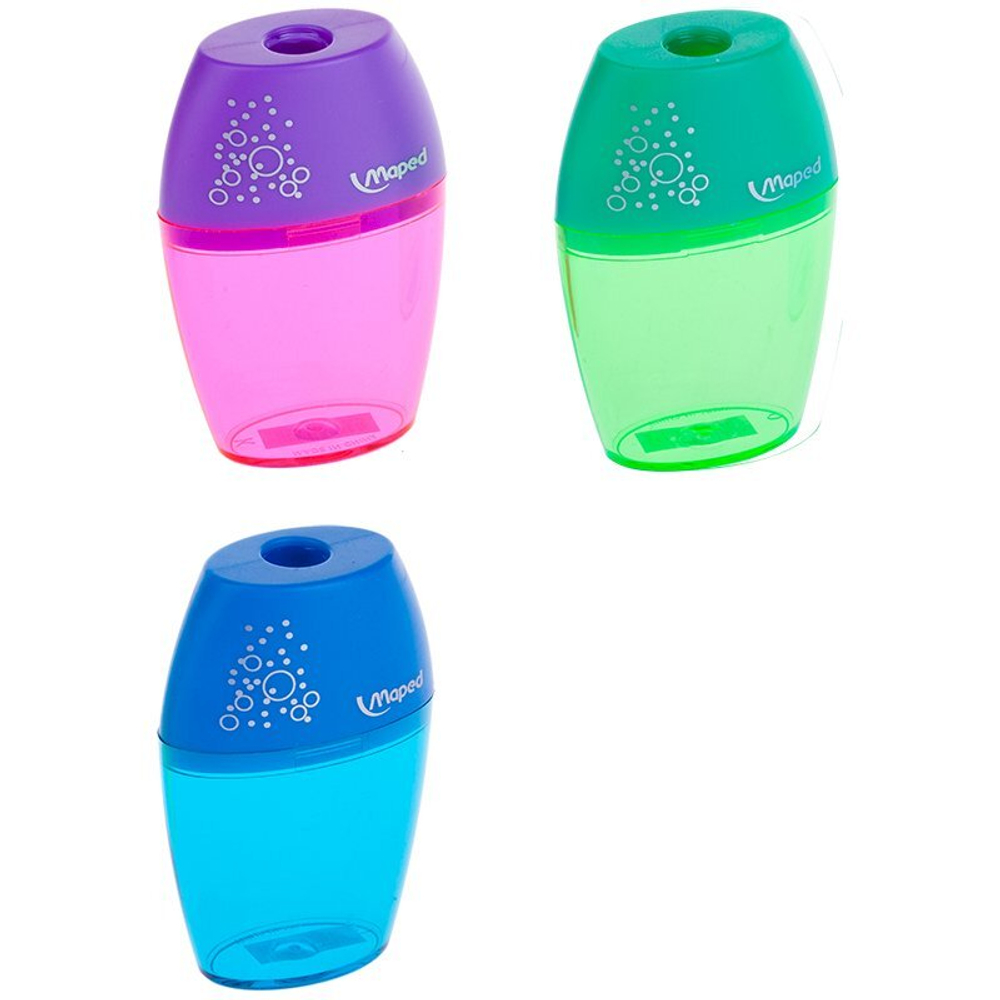 Точилка пластиковая Maped Shaker, 1 отверстие, контейнер, ассорти