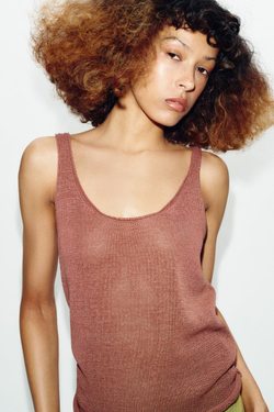 ZARA ТРИКОТАЖНЫЙ ТОП НА БРЕТЕЛЯХ, МАРСАЛА