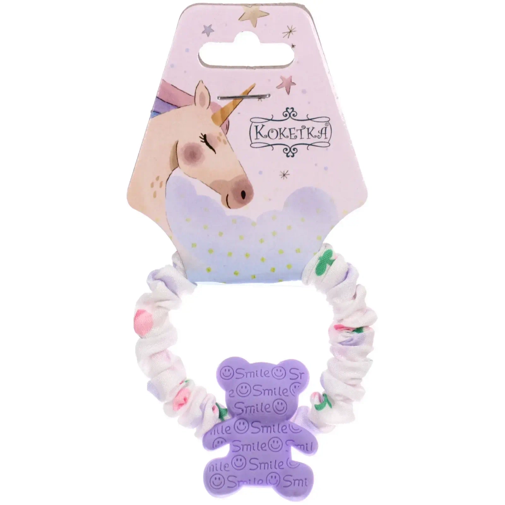 Резинки для волос детская 1шт «РОЗОВЫЕ ОБЛАКА», сиреневый мишка, цвет как на фото. d-6,5см (подвес Единорожек)