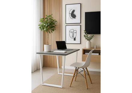 Стол деревянный Woodville Лота Лофт 120х75 бетон светлый, белый матовый, ножки белые