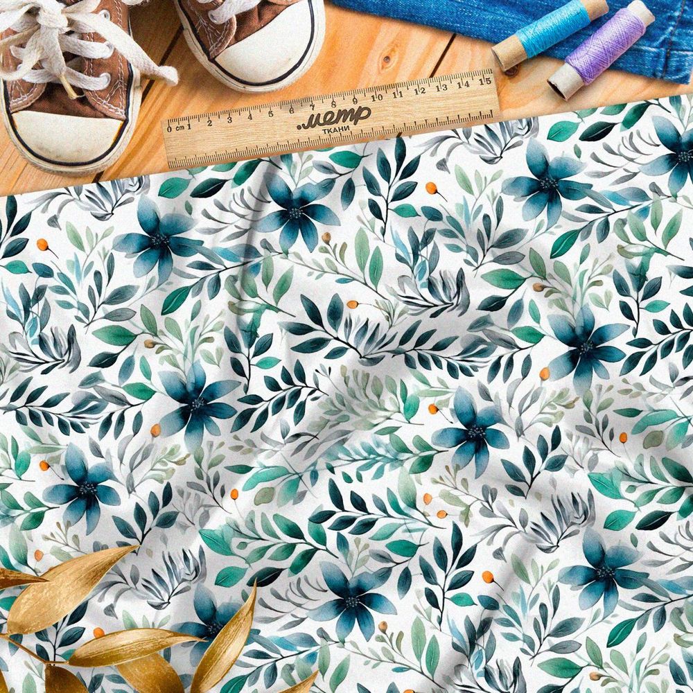 Ткань Барби цветы, веточки, ягоды