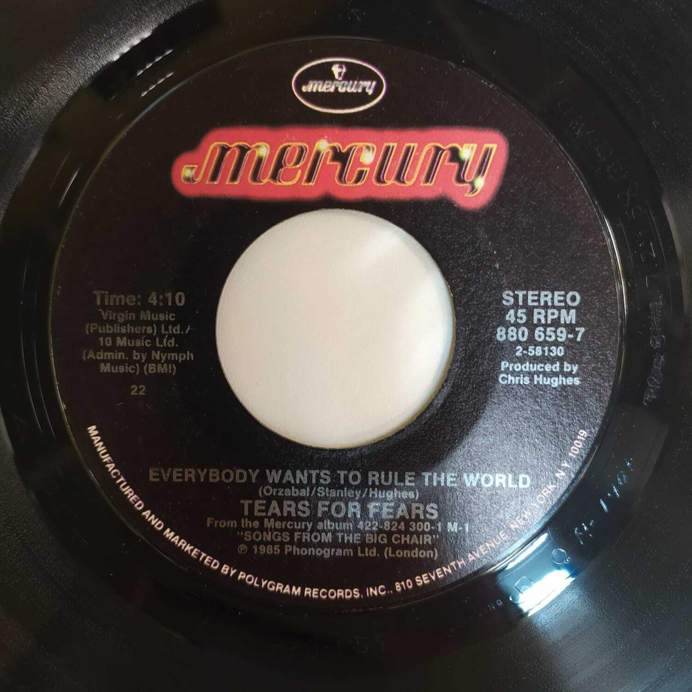 Tears For Fears - Everybody Wants To Rule The World (США 1985г.) 7", 45 RPM, Single