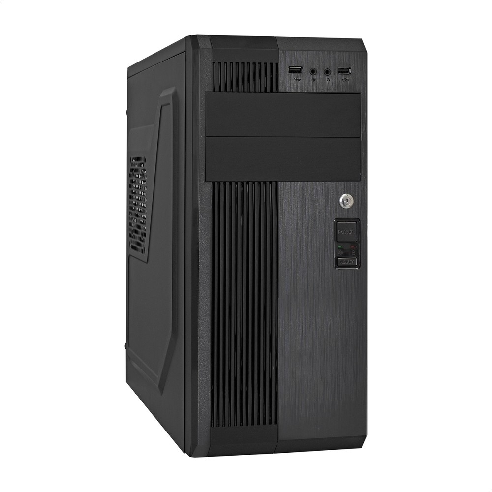 Exegate EX283220RUS Корпус Miditower ExeGate UN-605B Black, ATX, &lt;без БП&gt;, 2*USB, Audio, замок блокировки кнопки питания