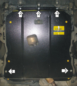 Защита картера Двигателя, КПП. 2 мм, Сталь. для Mercedes B-class 2008-2011, Mercedes B-class 2005-2008 MOTODOR.01226