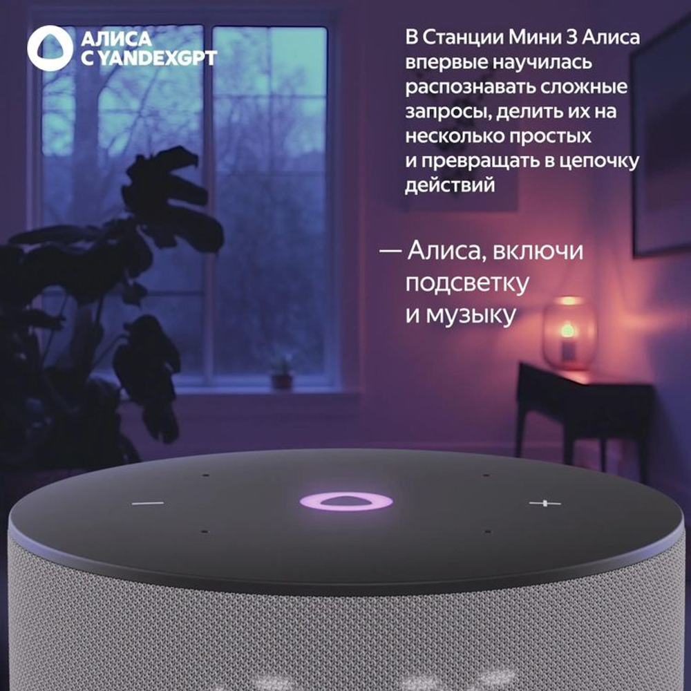 Умная колонка ЯНДЕКС Станция Мини 3, 12Вт, с Алисой, серый [yndx-00027gry]