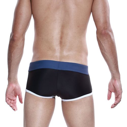 Мужские плавки хипсы черные с синим поясом Seobean Marine Hip Boxer