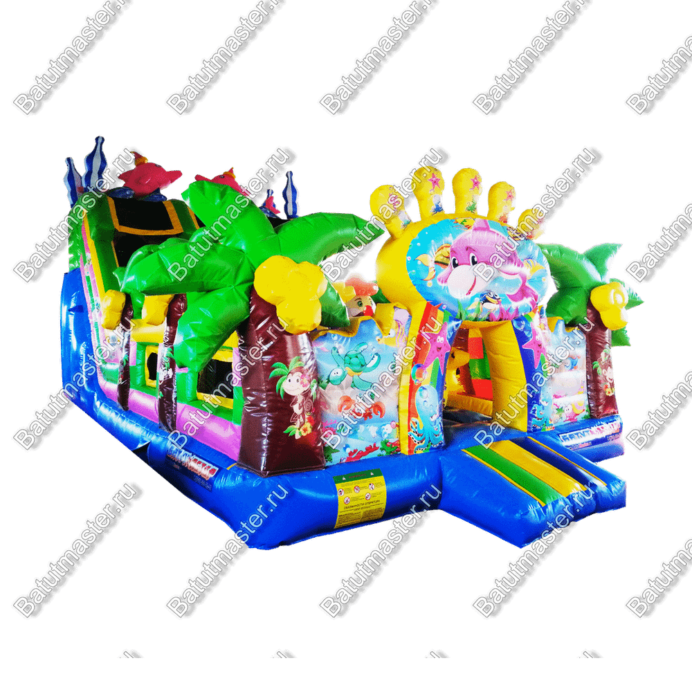 Коммерческий батут "В гостях у дельфинов", 10*5*5 м, с окнами