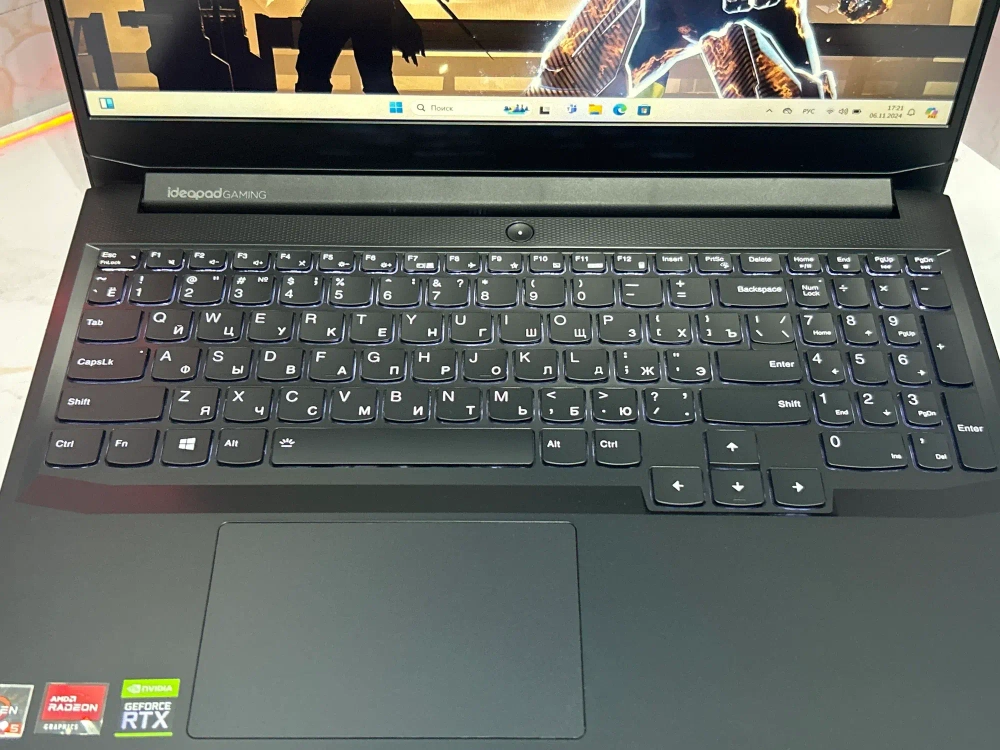 Ноутбук Lenovo IdeaPad Gaming 3 15ACH6 (82K201D1RK) 15.6"/AMD Ryzen 5 5600H/RAM 8GB/SSD 256GB/Nvidia RTX3050 4GB/1920*1080/IPS/DOS/Подсветка кл-ры: LED/Черный. Состояние: C1