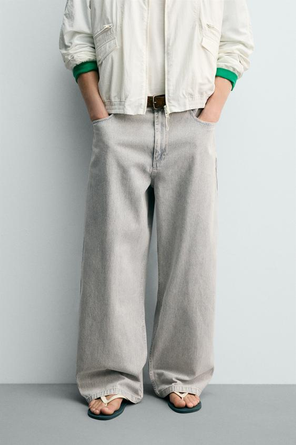 ZARA БРЮКИ RELAXED STRAIGHT FIT В ПОЛОСКУ, ПОЛОСКИ