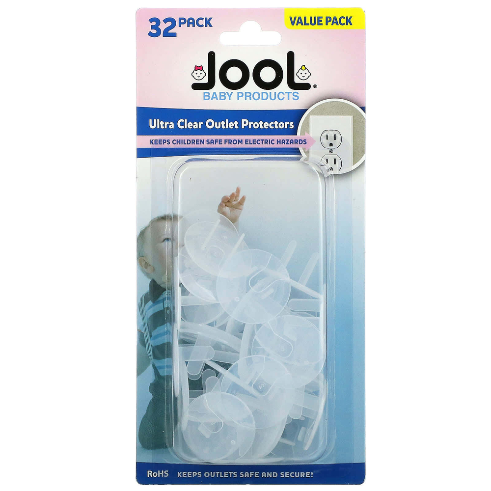 Jool Baby Products, Прозрачные защитные пленки для розеток, 32 шт.