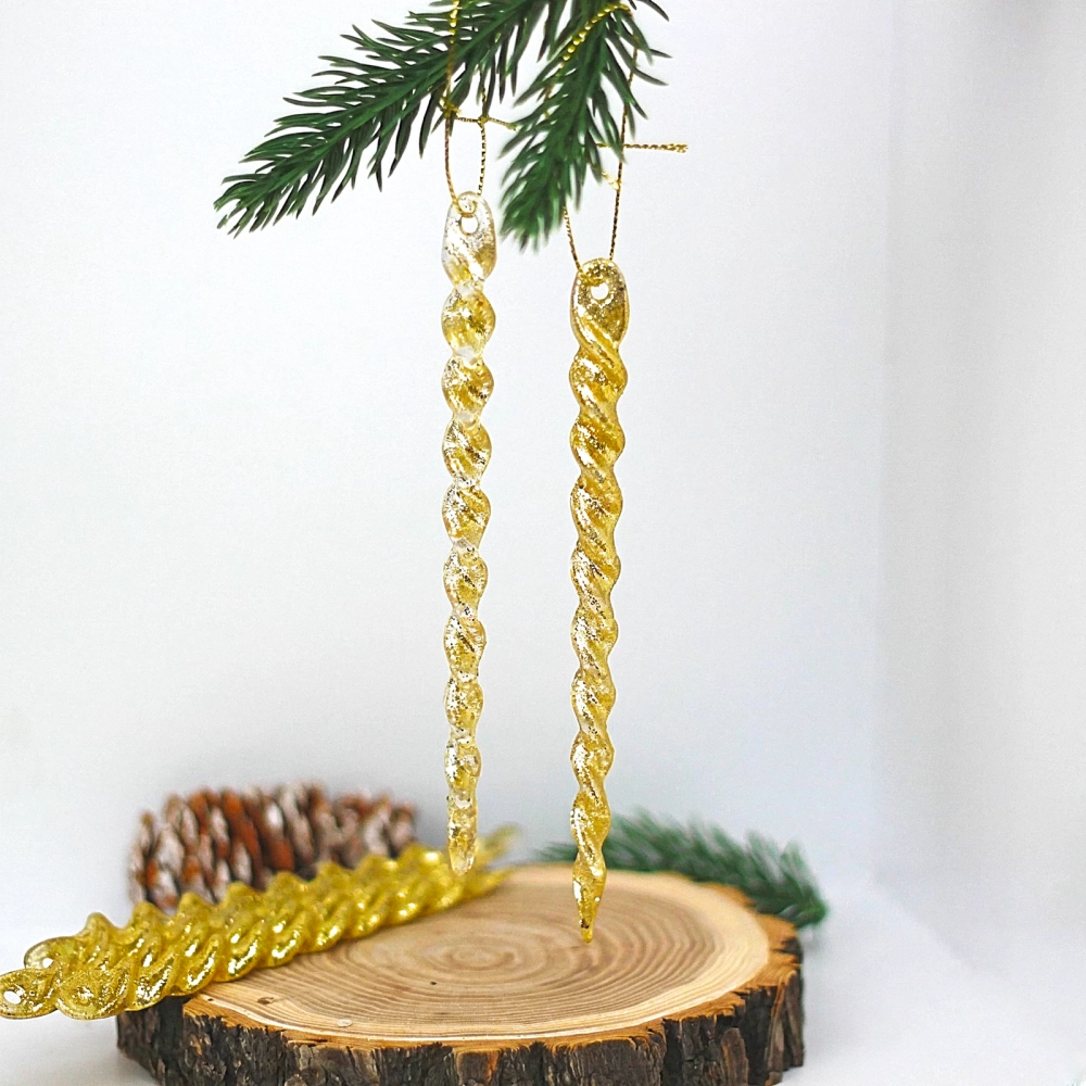 Подвеска «Волшебная сосулька» 13 см (набор 6 шт), Золото