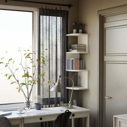 Полка настенная угловая Делфи, с ячейками, белая, в скандинавском стиле