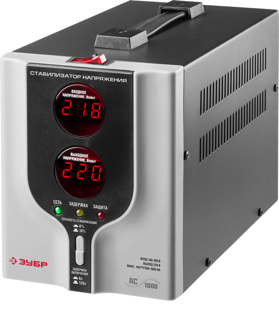 Стабилизатор ЗУБР АС 1000 140-260 В, 8%