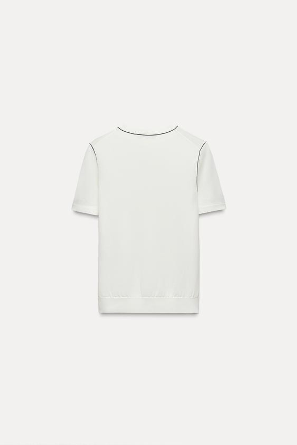 ZARA ОДНОТОННЫЙ ТОП С КОНТРАСТНОЙ ОКАНТОВКОЙ, БЕЛЫЙ/ЧЕРНЫЙ