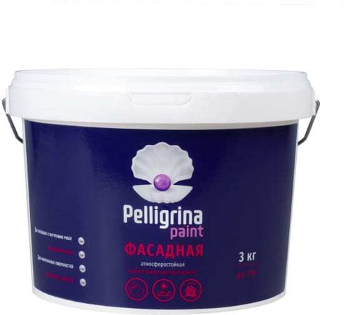 Краска В/Д 3кг акрил фасадная белоснежная Пеллигрина Пайнт