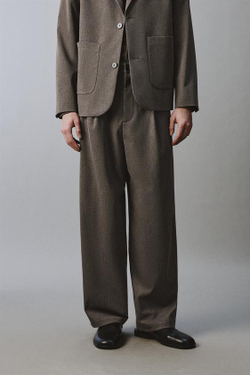 ZARA КОСТЮМНЫЕ БРЮКИ WIDE FIT ИЗ РЕЛЬЕФНОЙ ТКАНИ, СЕРО-КОРИЧНЕВЫЙ