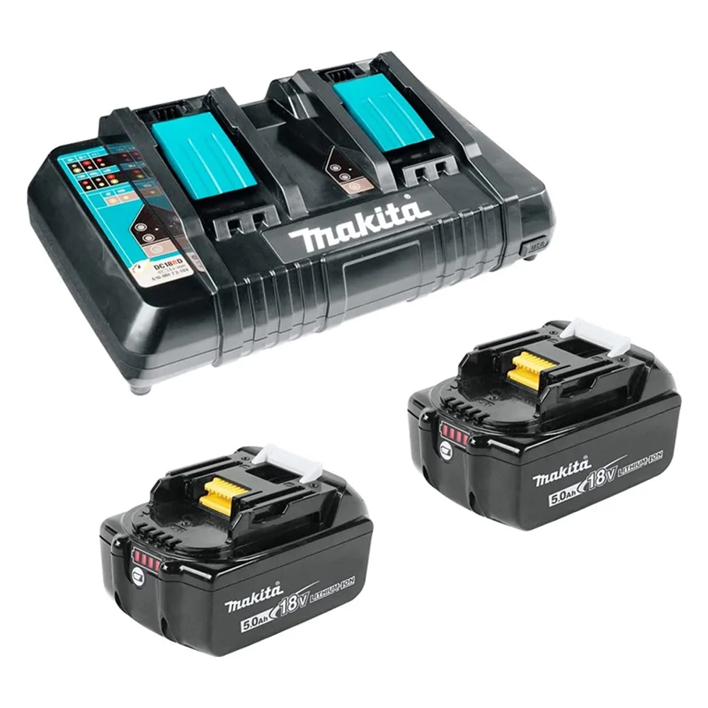 Makita 191L75-3 аккумулятор 2 шт, 18В, 5.0 Ач + ЗУ DC18RD