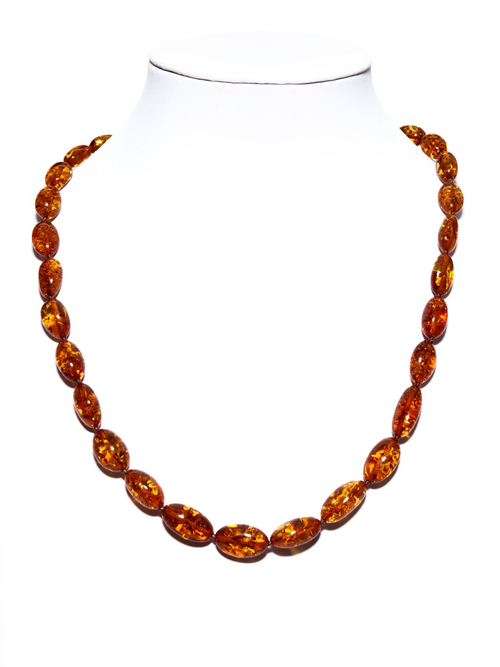 Бусы из янтаря натурального 50 см, бусины "Слива" до 17 на 10 мм. Бусы ручной работы из Калининграда