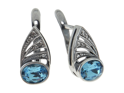 "Шторм" серьги в серебряном покрытии из коллекции "Погода" от Jenavi с английским замком