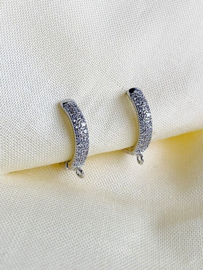 1744-р Швензы круглые, с цирконами, 15 мм, родирование, пара