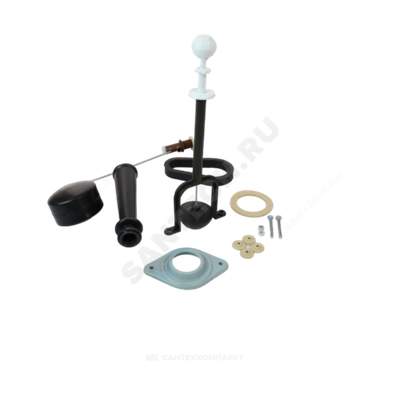 Арматура для низкого бачка сливная/наливная 1/2" клапан шаровый боковое подключение шток белый РБМ АБ-118