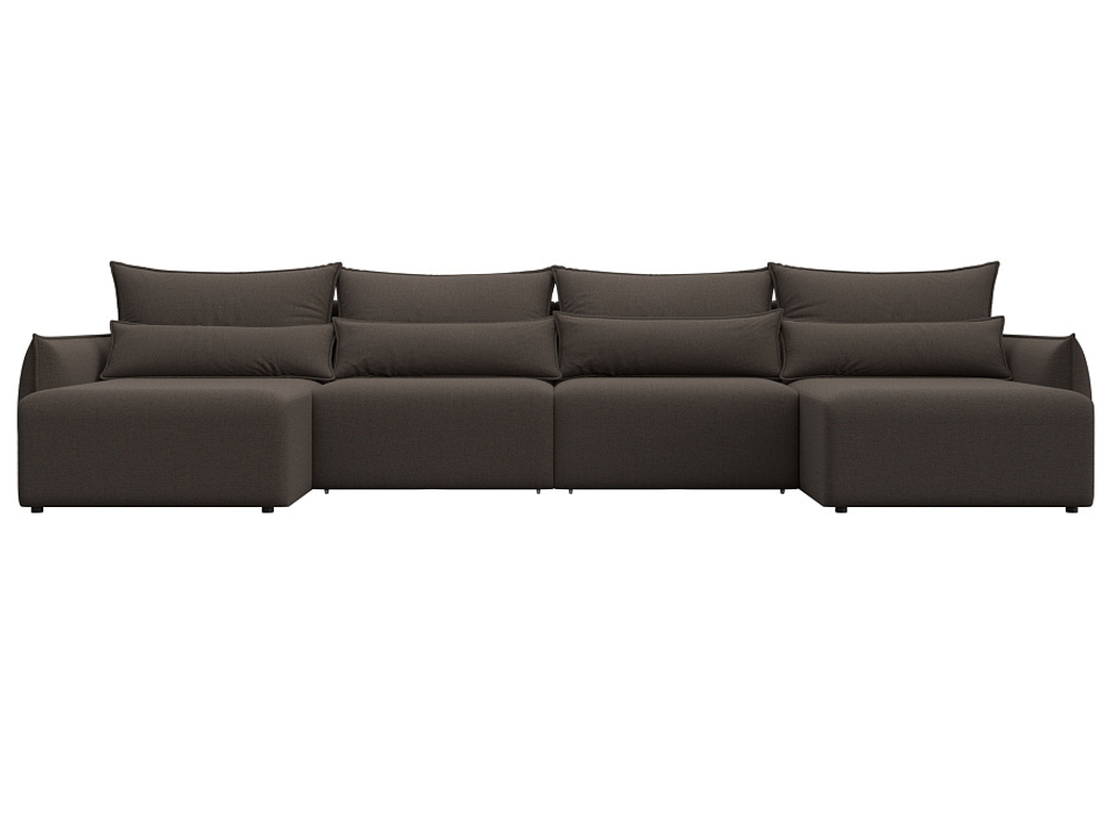 Диван П-образный Лига-051 НПБ Лонг РОГОЖКА Амур 05 коричневый