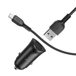 Разделитель автомобильный Hoco Z39 Farsighted dual port QC3.0 Car charger с кабелем MicroUSB (2USB: 3.6V-6.5V &amp; 3A 18W) Черный