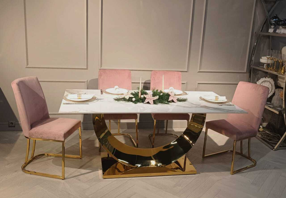 Стул обеденный Ist Casa Пресли, 45х44х92, пыльная роза, золотой