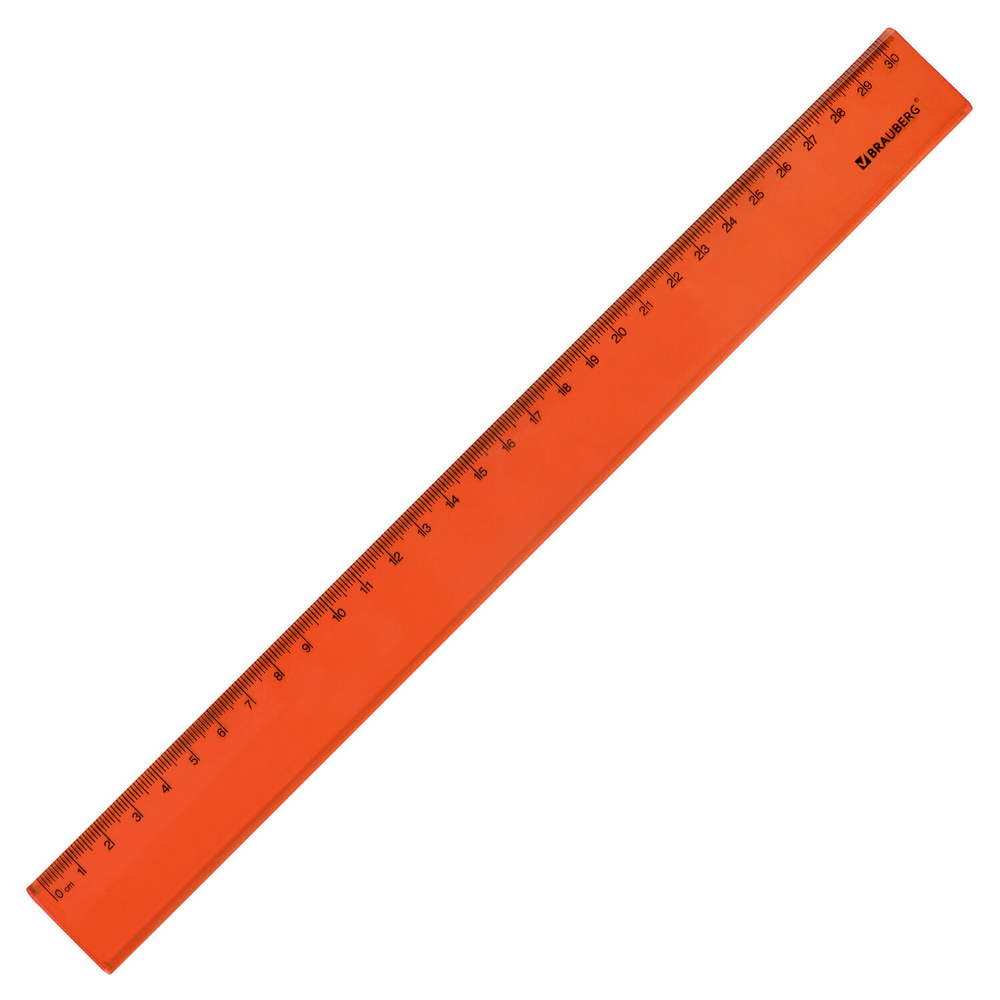 Линейка пластиковая 30 см BRAUBERG "FRUITY", тонированная, ассорти, 210767